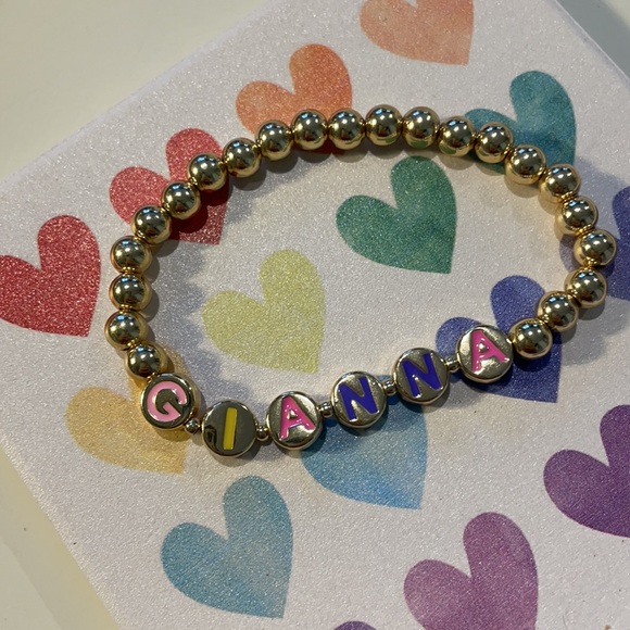 Personalized “Gianna” Baublebar PISA Beaded Gold Bracelet - Picture 3 of 3